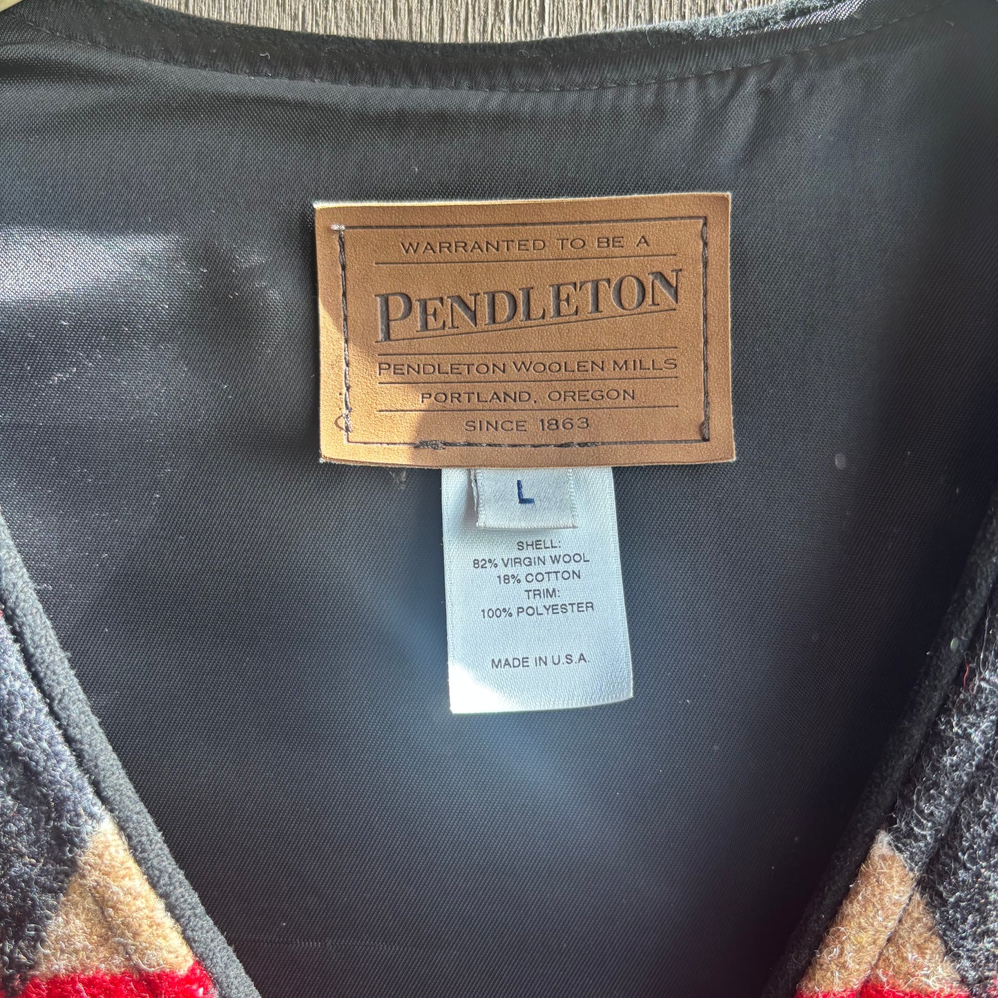 Pendleton Red and Black Wool Vest