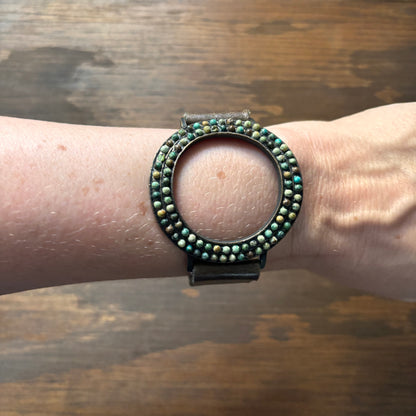 Vintage Green Stone and Leather Bracelet