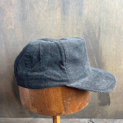 Black Corduroy Flat Brim Cap