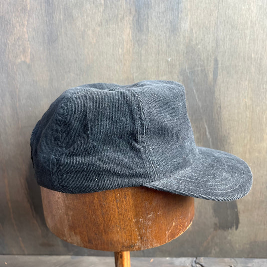 Black Corduroy Flat Brim Cap