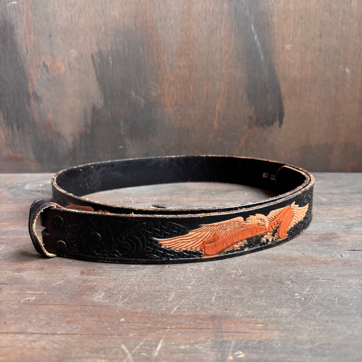 Vintage Tooled Leather Eagle Belt
