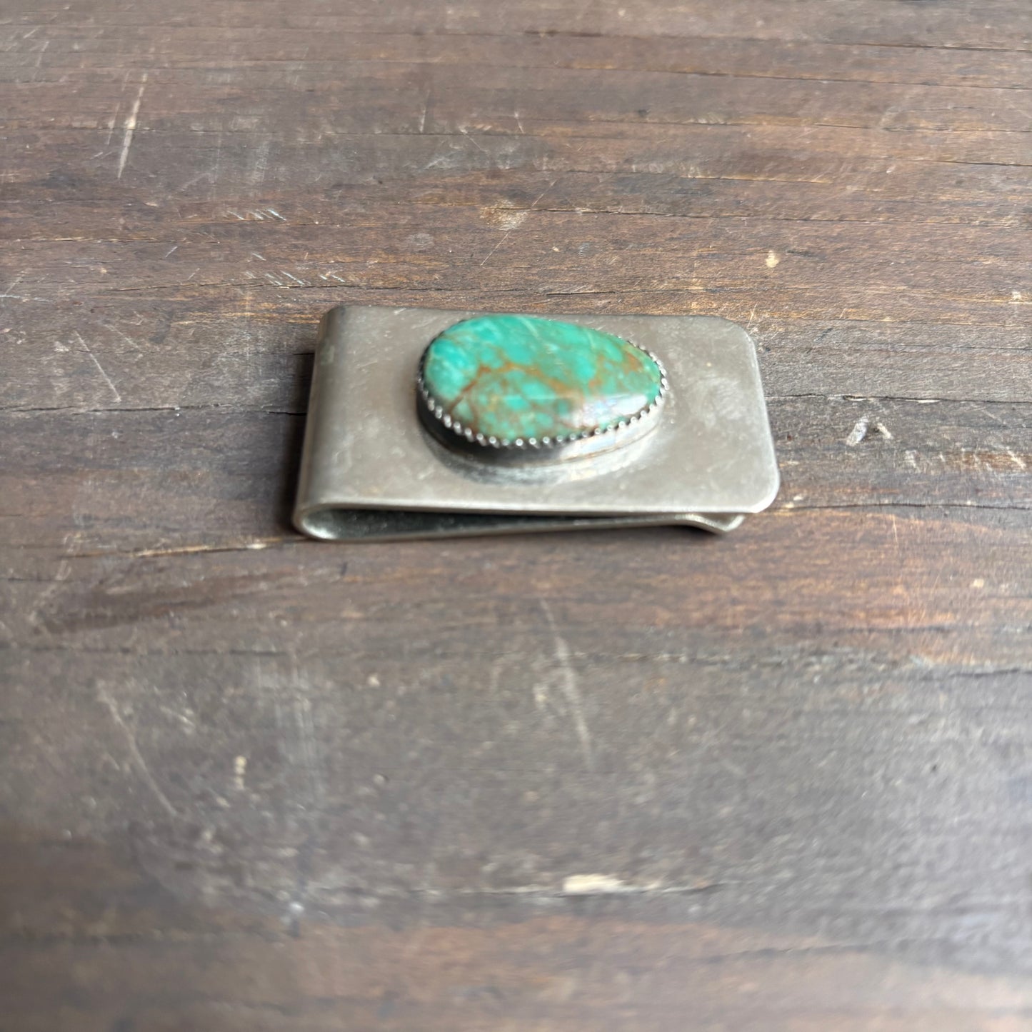 Silver Money Clip with Turquoise
