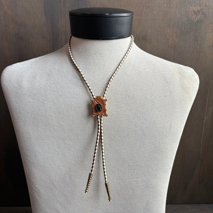 Horse Cameo Bolo on Two-Tone Leather Tie