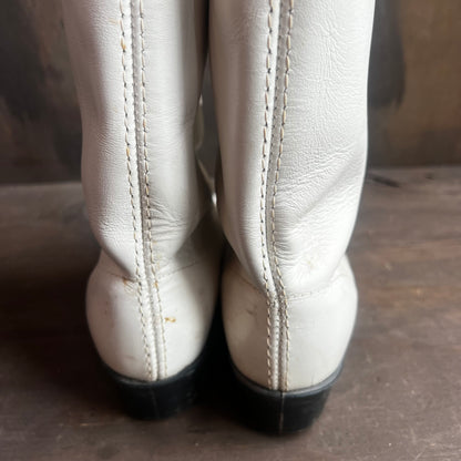White Leather Short Boots with Tassels