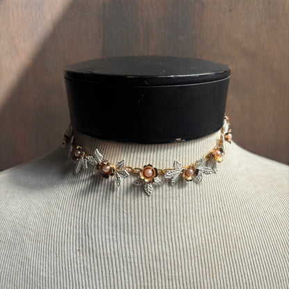 White and Pink Flower Choker