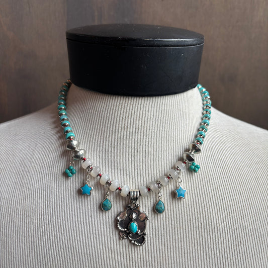 Ostrich Moon Western Pendant Necklace