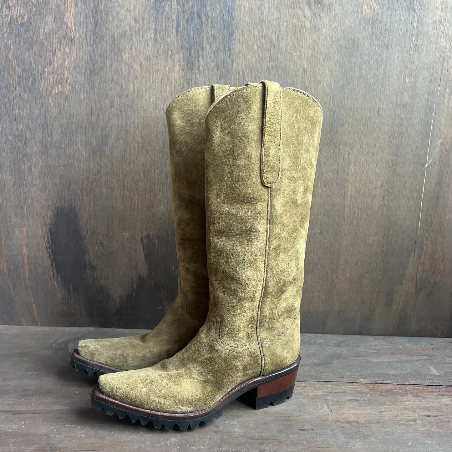 Back At The Ranch Suede Green Boots