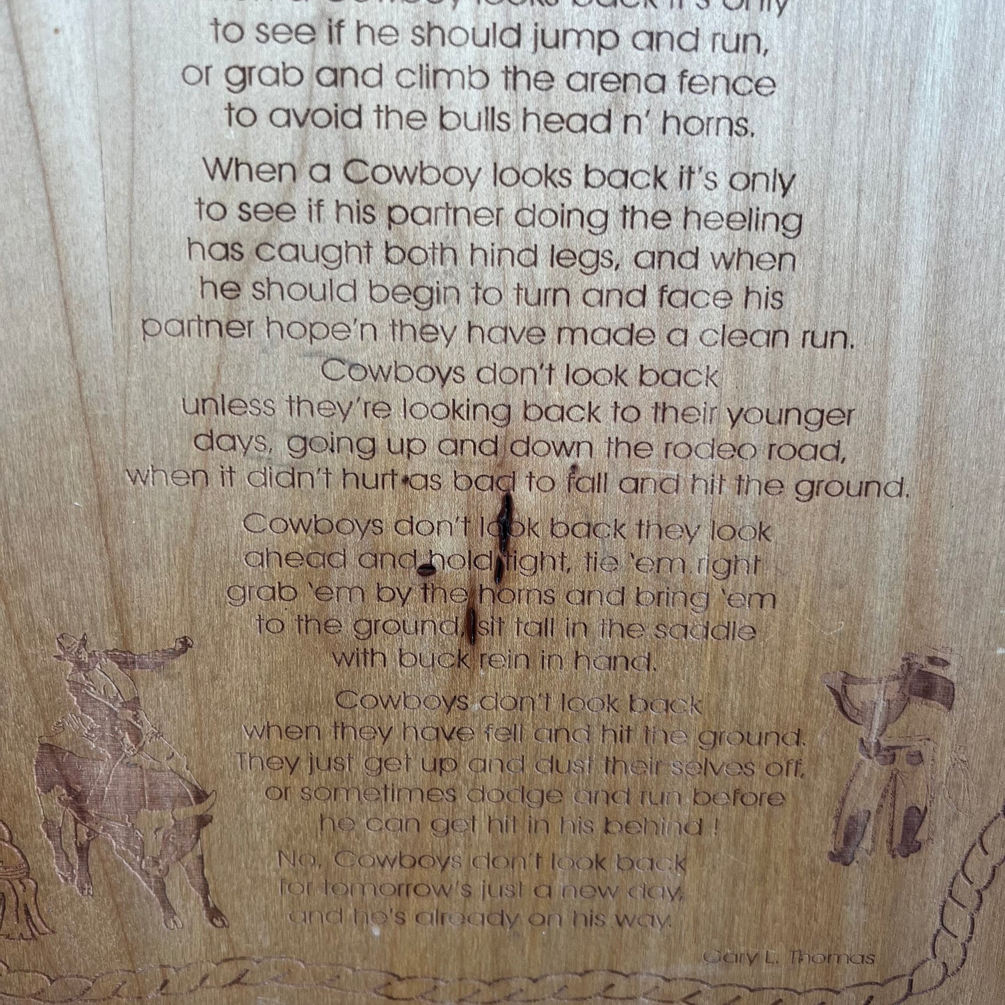 “Cowboys Don’t Look Back” Wood Poem Plaque