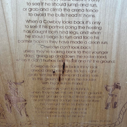“Cowboys Don’t Look Back” Wood Poem Plaque