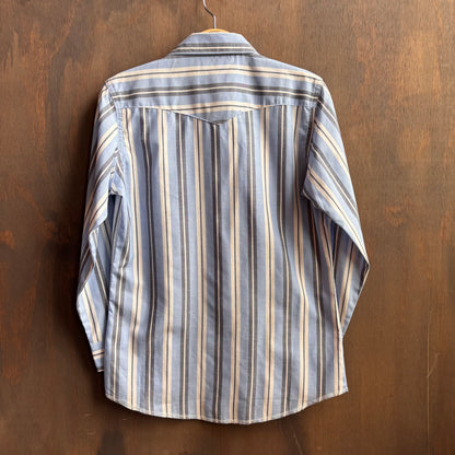 Kids Wrangler Blue Striped Pearl Snap