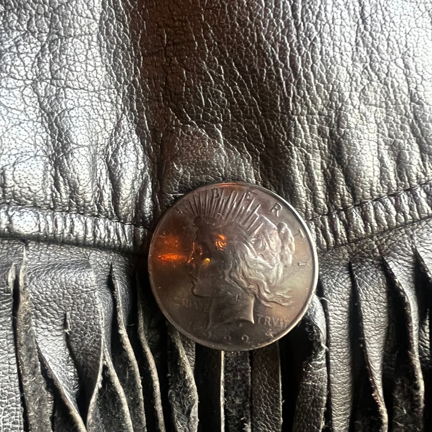 Black Leather Jacket with Silver Buttons and Buckle