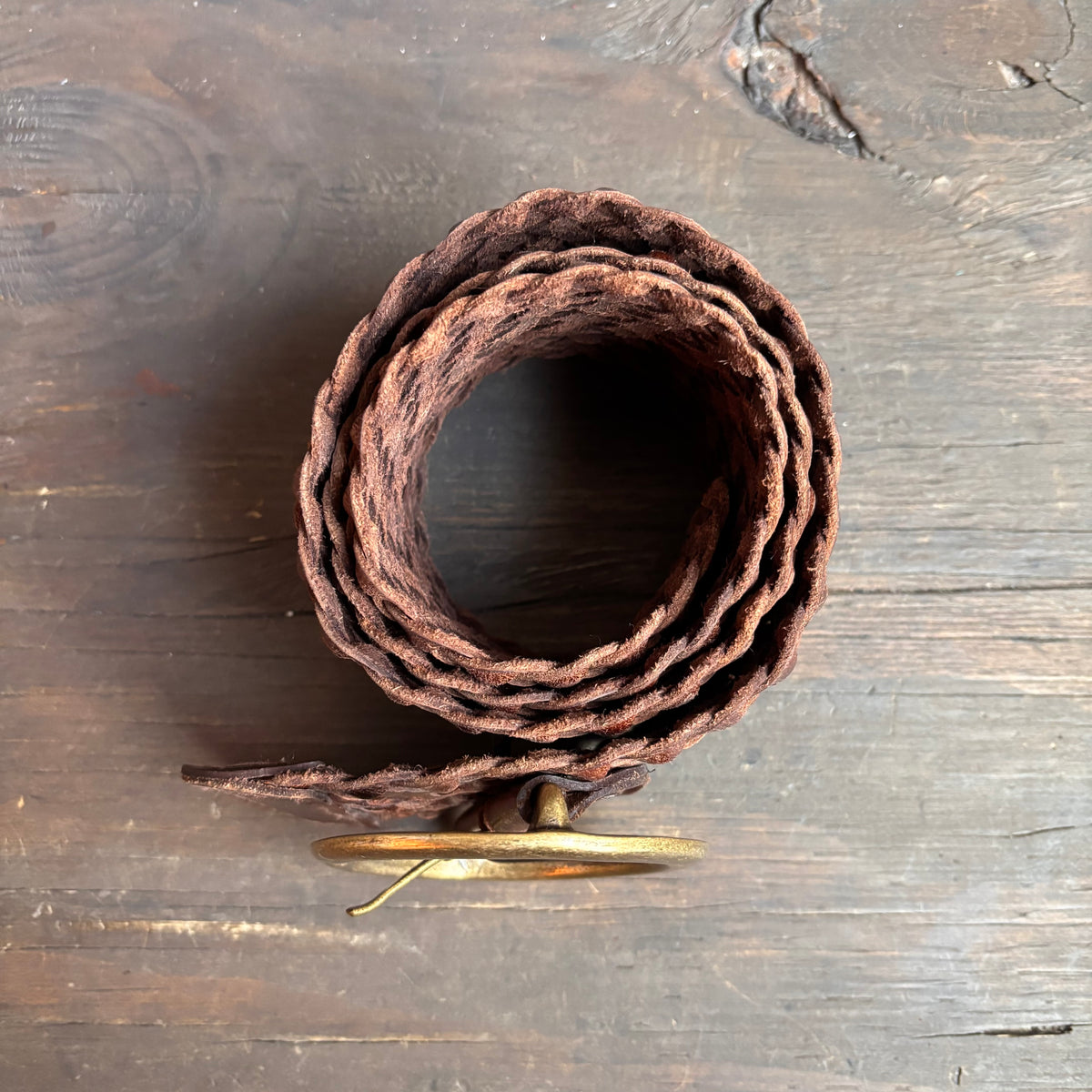 Wide Braided Brown Leather Belt