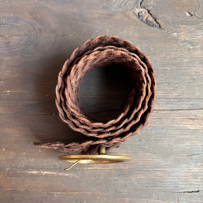 Wide Braided Brown Leather Belt