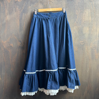 Vintage Denim Ruffle Skirt
