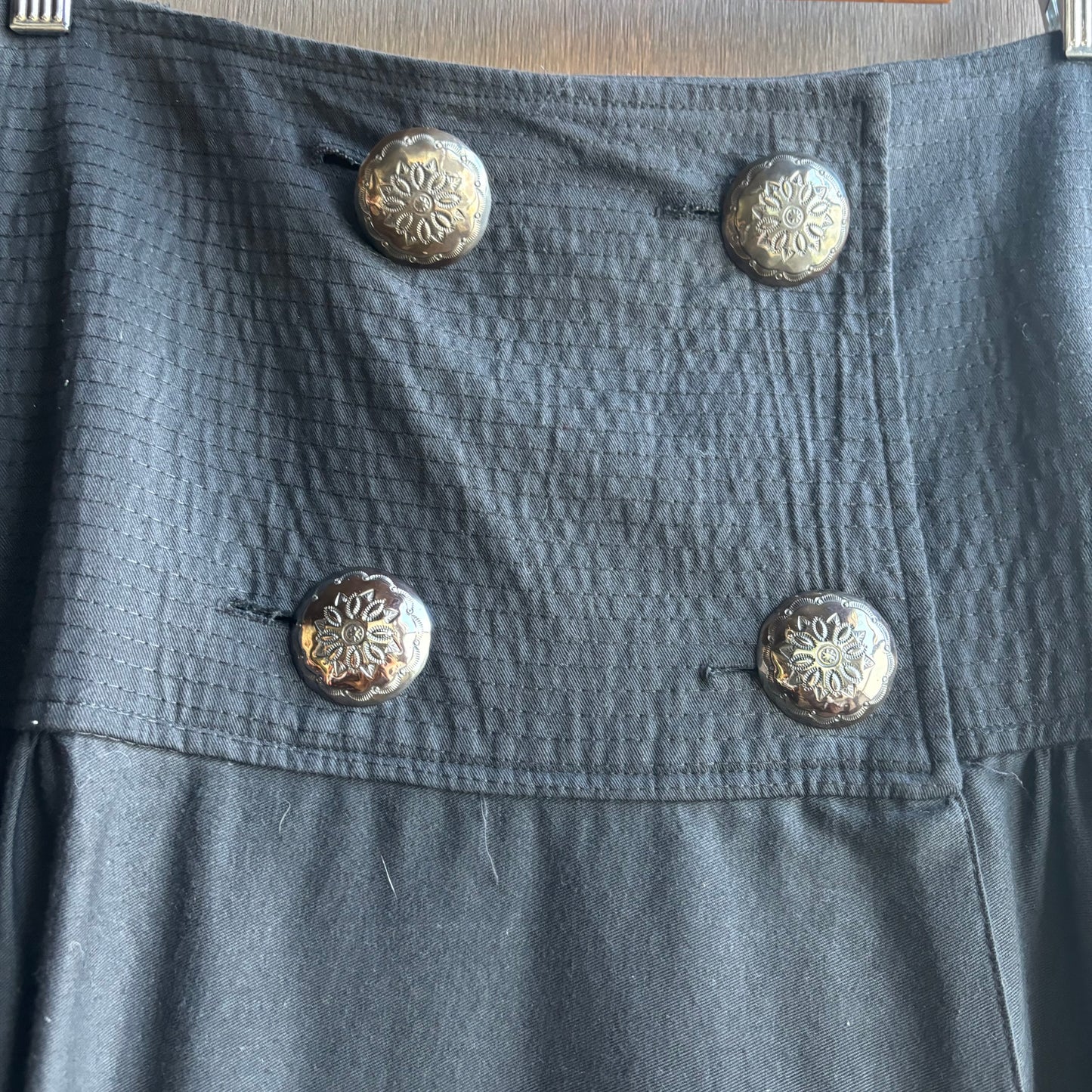 Black Cotton Skirt with Conchos