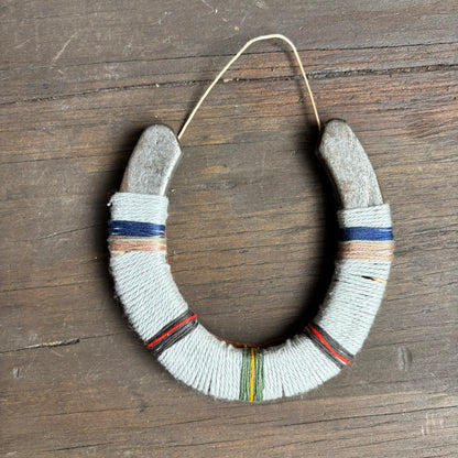 Grey Thread Wrapped Hanging Horseshoe