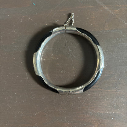 Silver and Onyx Bangle Bracelet