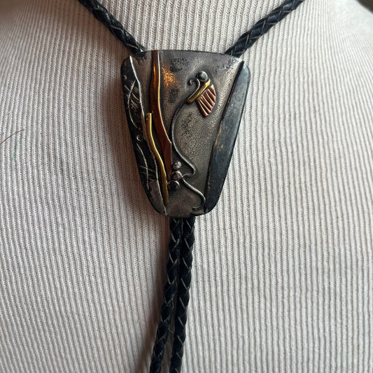 Vintage Abstract Bolo with Black Tie