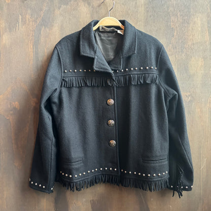 Black Fringed Jacket with Conchos