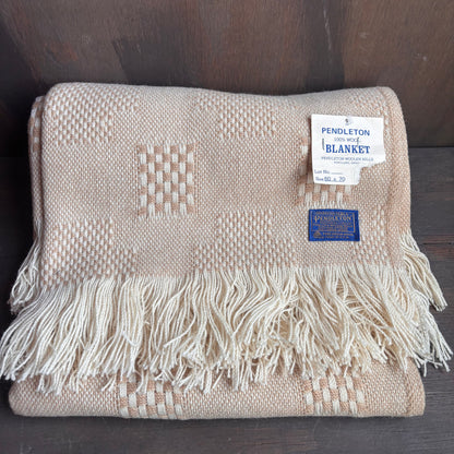 Vintage Pendleton Beige Wool Blanket