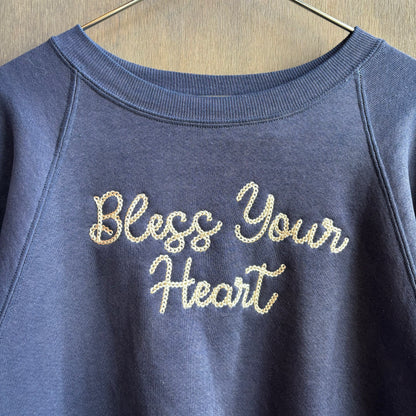 Custom Navy “Bless Your Heart” Swestshirt