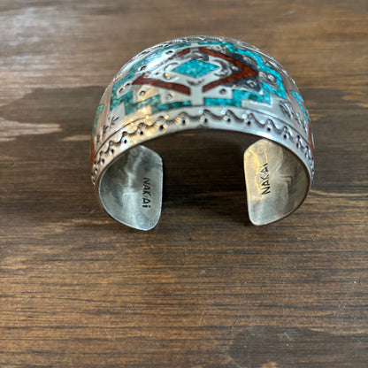 Sterling Turquoise Chip Cuff Bracelet