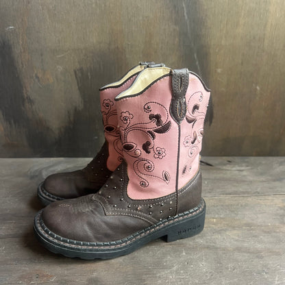 Roper Pink and Brown Light Up Kids Boots
