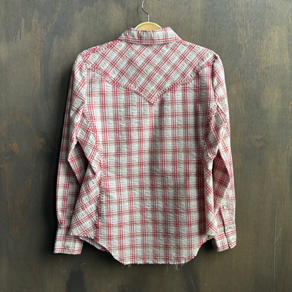 Cabi Red and White Plaid Pearl Snap