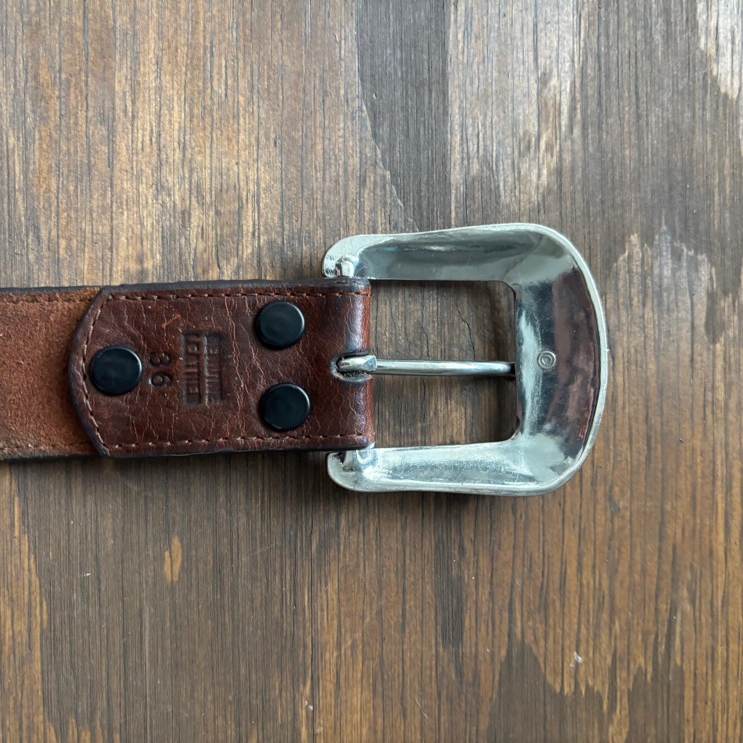 Brown Leather Belt with Buckle