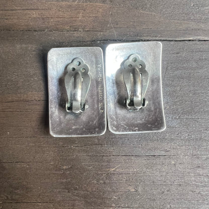 Sterling Silver Carved Clip On Earrings