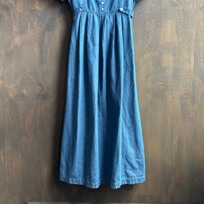 Denim Maxi Dress with Flowers
