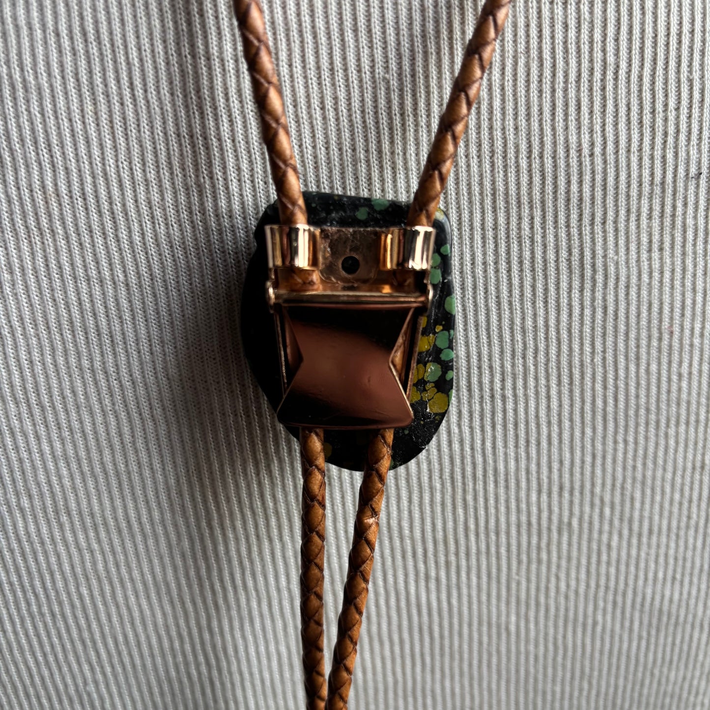 Speckled Stone Bolo on Tan Leather Tie