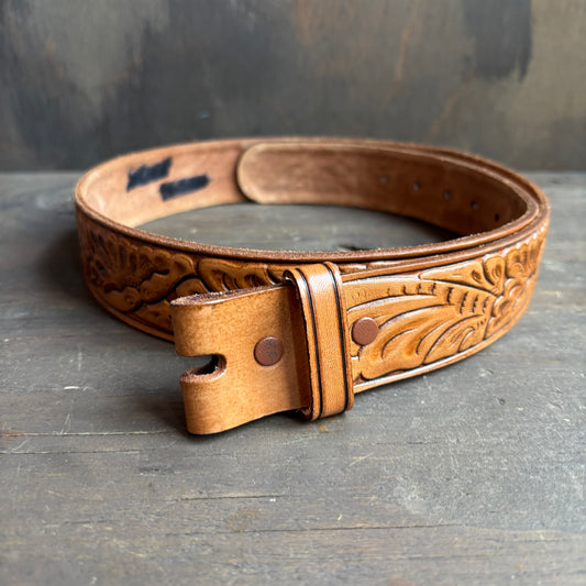 Rockmount Ranch Wear Tan Tooled Leather Belt