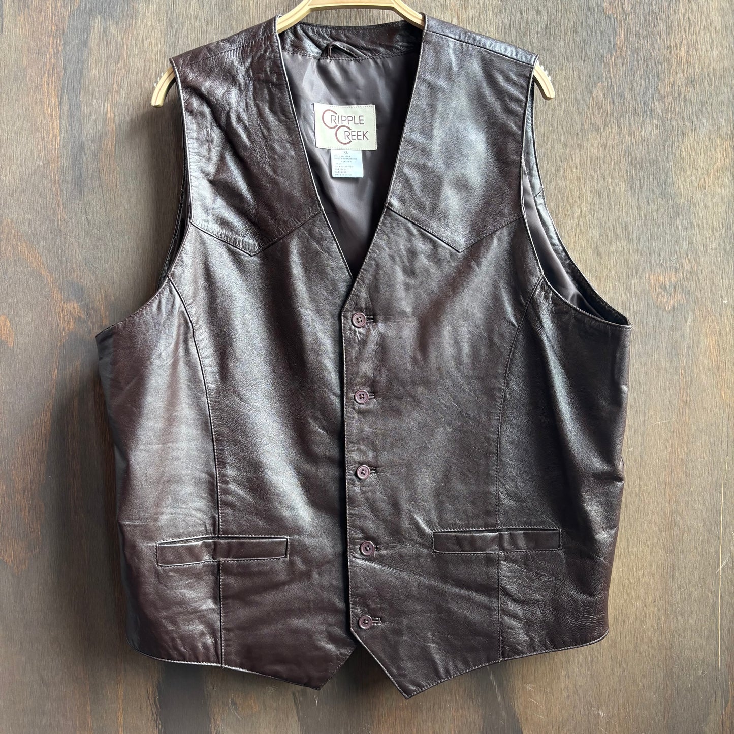 Cripple Creek Brown Leather Vest