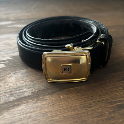 Paco Rabanne Black Belt with Monogram Buckle