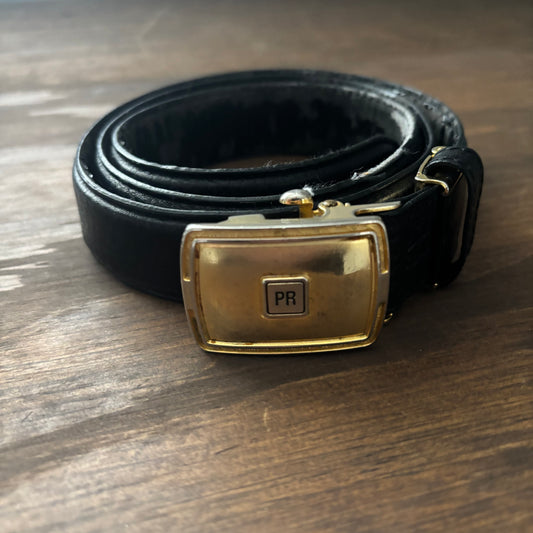 Paco Rabanne Black Belt with Monogram Buckle