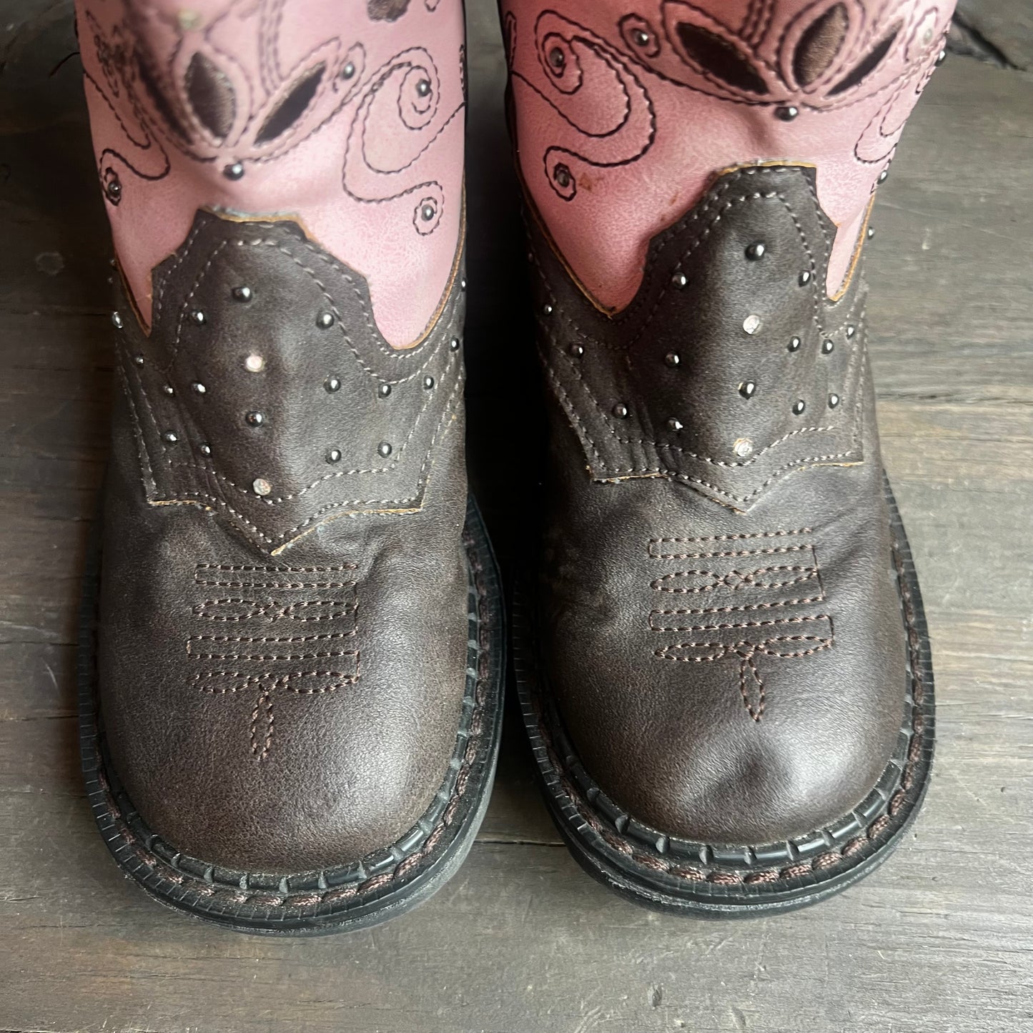 Roper Pink and Brown Light Up Kids Boots
