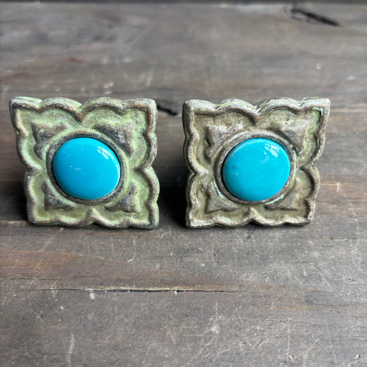 Decorative Handle Pulls with Turquoise (set of 2)