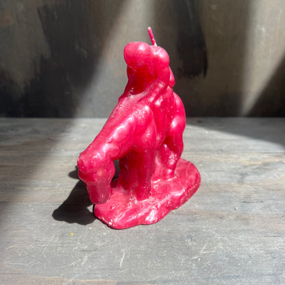 Man Riding Horse Red Wax Candle