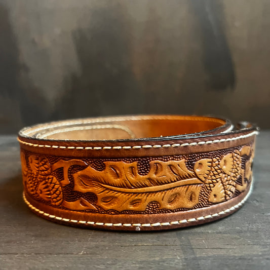 Big John Tooled Leather Belt