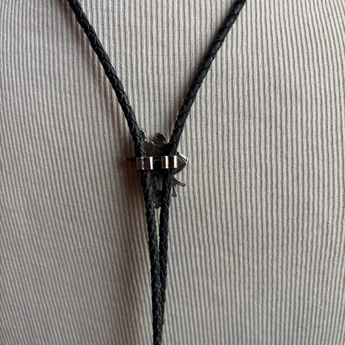 Square Dancing Couple Bolo on Black Leather Tie