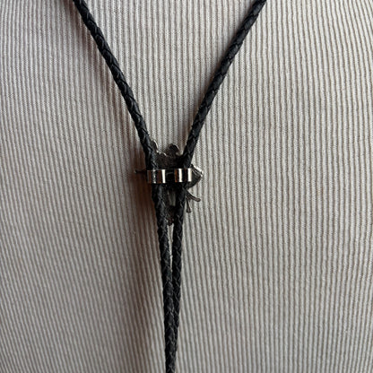 Square Dancing Couple Bolo on Black Leather Tie