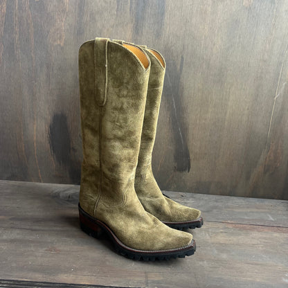 Back At The Ranch Suede Green Boots