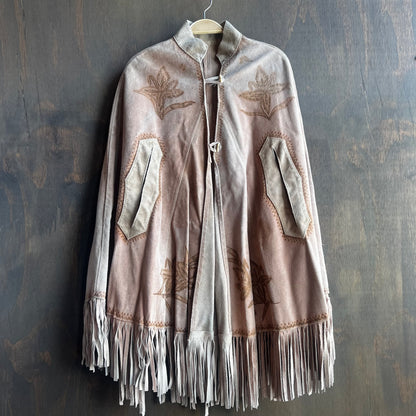 Dusty Rose Leather Poncho
