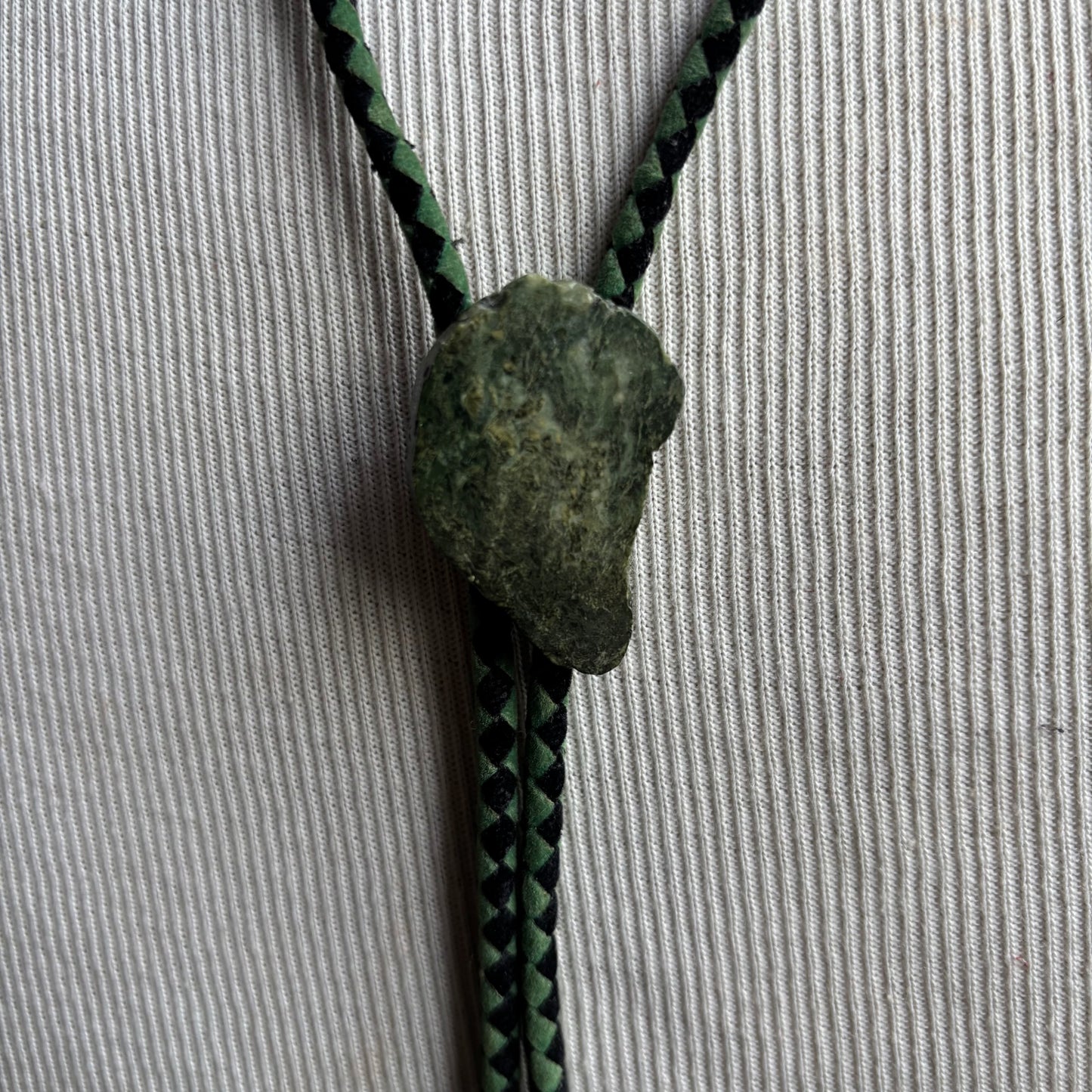 Green Stone Bolo on Two-Tone Tie