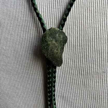 Green Stone Bolo on Two-Tone Tie