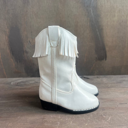 Western Plains White Fringe Kid’s Boots