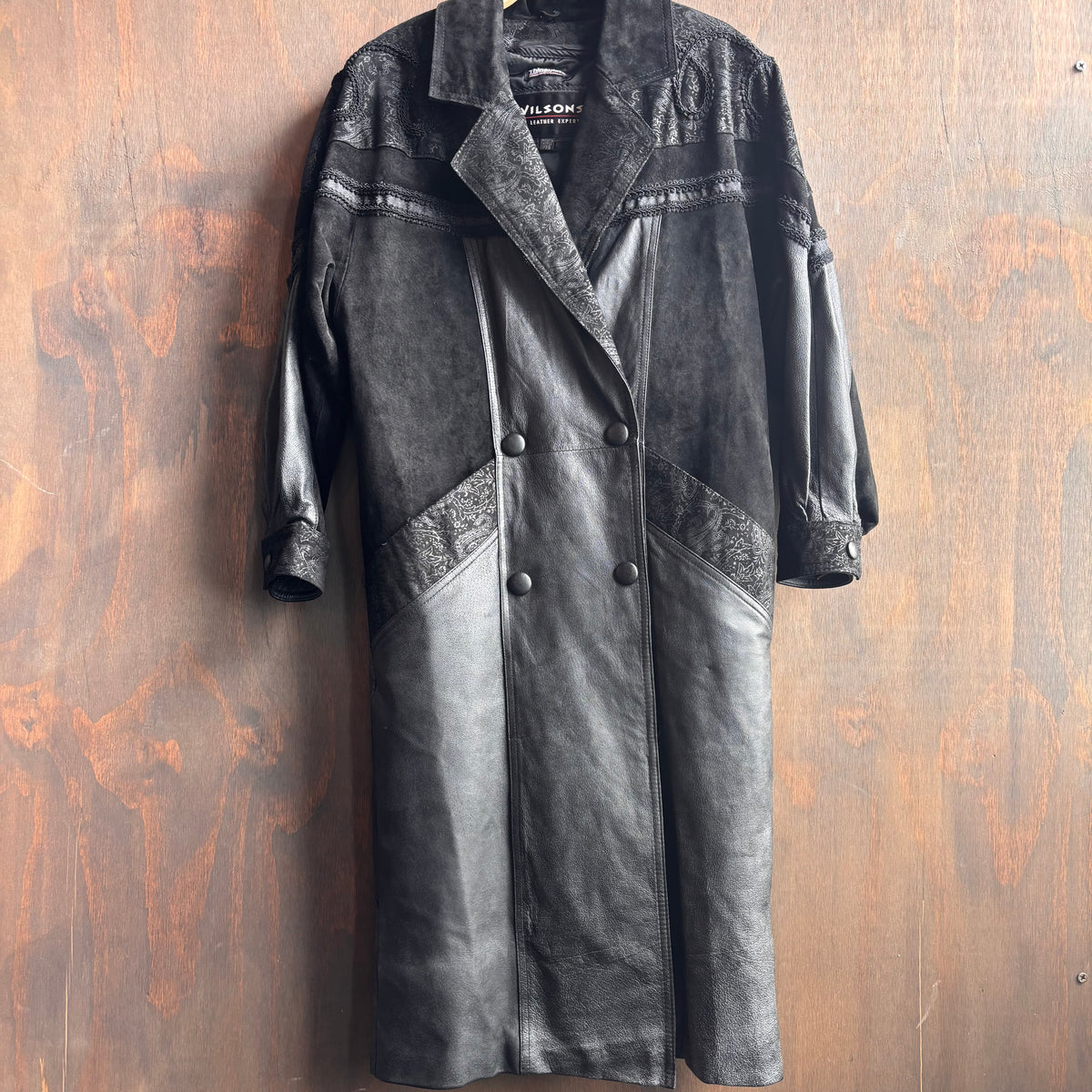 Vintage Black Leather Trench