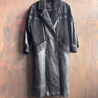Vintage Black Leather Trench