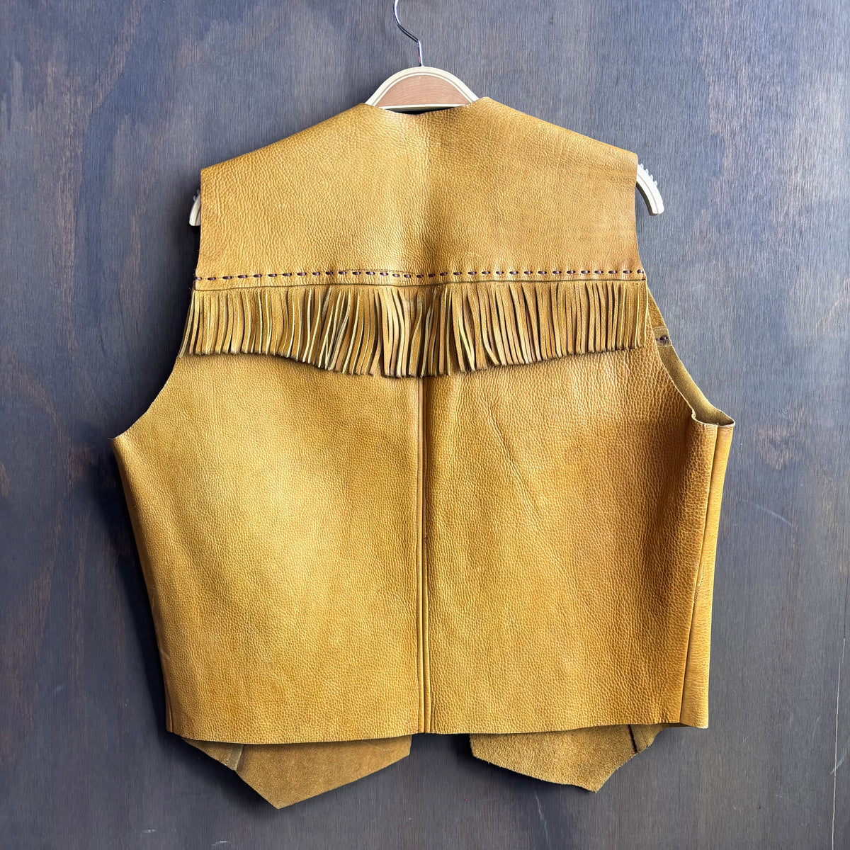 Vintage Tan Leather Fringed Vest